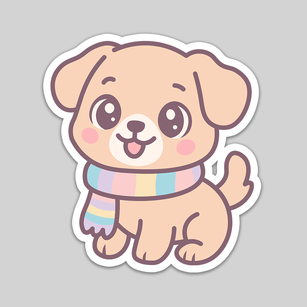 Cute Kawaii Puppy Custom Kiss-Cut Sticker